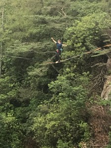 tightrope walking, stanley waterfall, lake district,