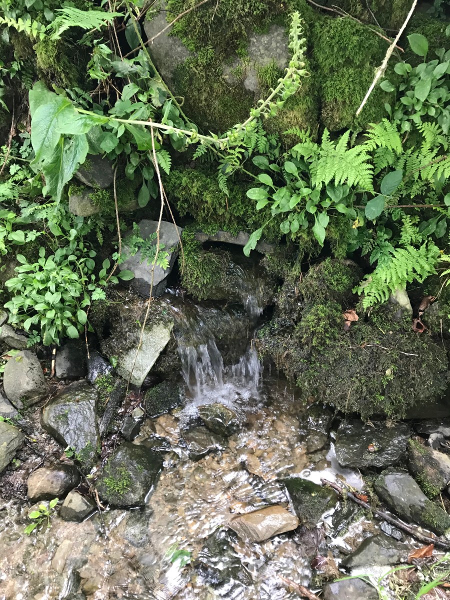 Lake District waterfalls and rocks.