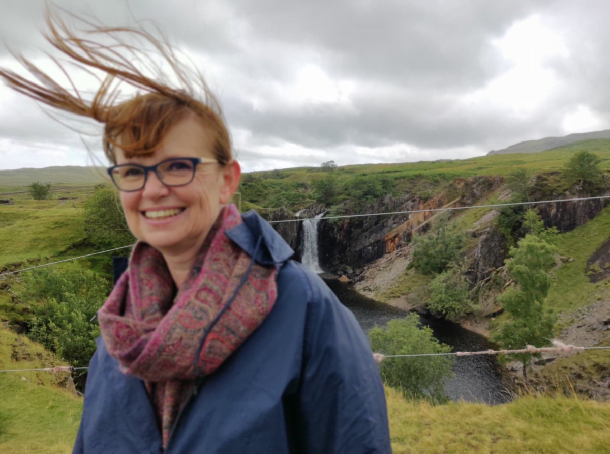 Waterfall into disused quarry.